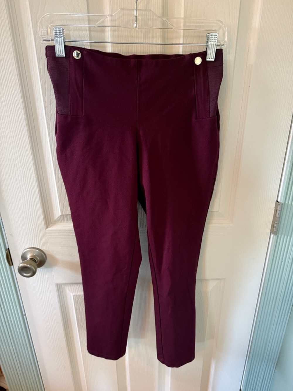 Anne Klein Burgundy Ponte Ankle Pants